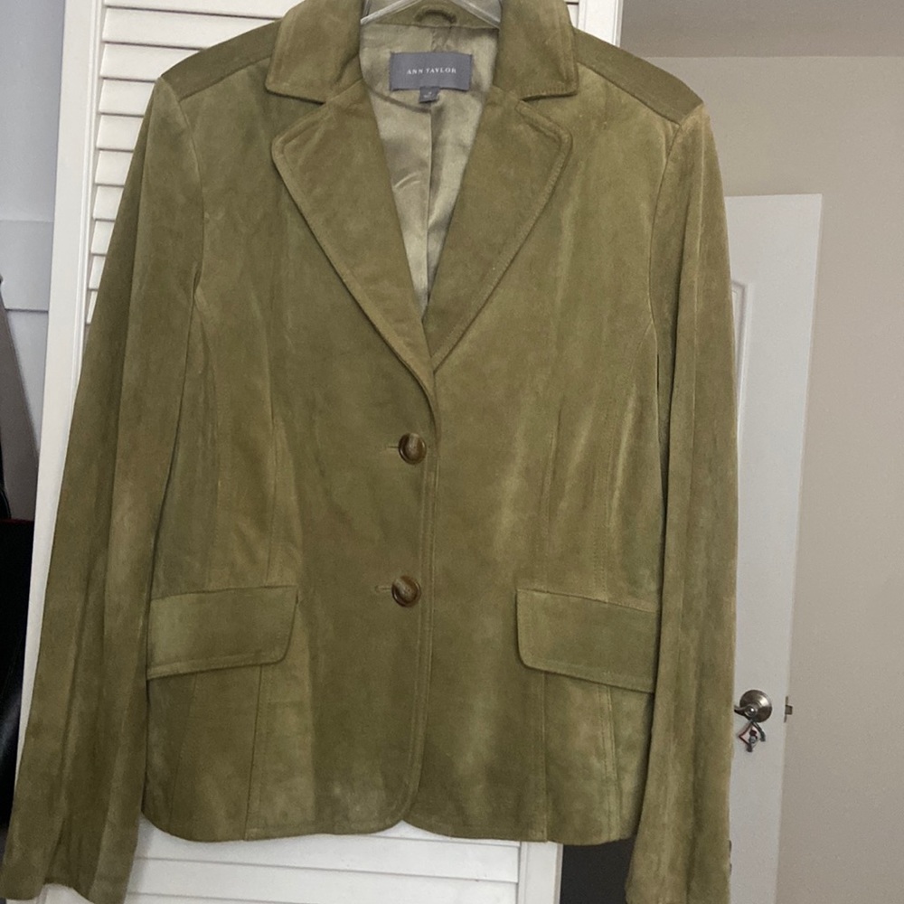 Ann Taylor new no tags suede jacket in celery green sz 14